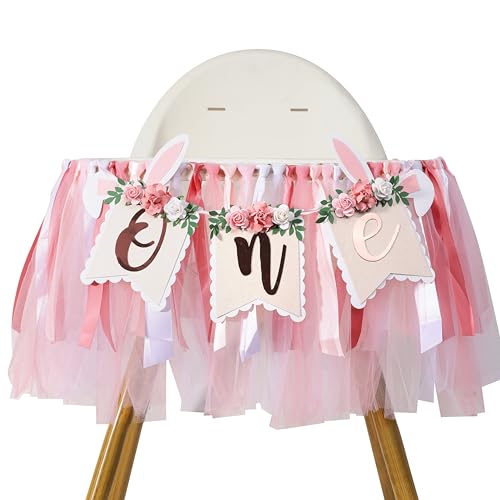 Bannière de lapin de Pâques guirlande 1er anniversaire et décoration fête prénatale fille
