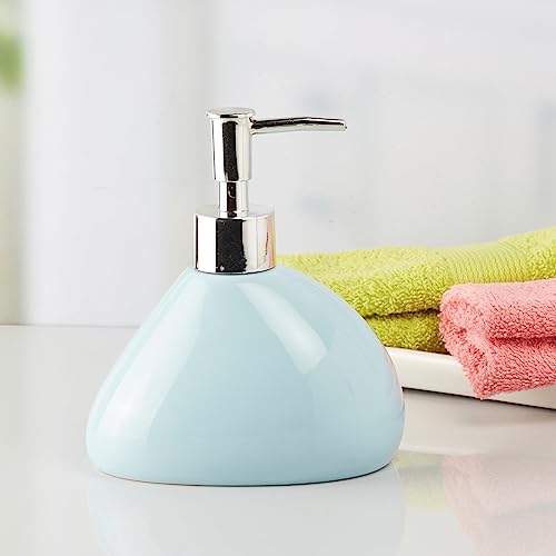 Image of Kookee Ceramic Soap Dispenser with Pump for Kitchen, Bathroom, & Wash Basin, Designer Refillable for Liquid Handwash, Shampoo & Lotion, Leakproof, Set of 1 (7972)