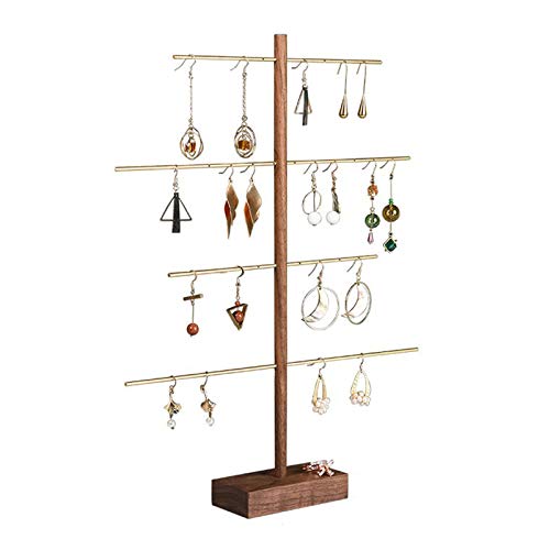 Présentoir Bijoux Colliers Boucle d'oreille en métal en laiton à 4 niveaux de couleur en laiton Présentoir Collier en bois Collier de bijoux Professeurs Boucles d'oreilles Boucles d'oreilles Présentoi Cover