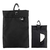 携帯ゴミ入れ 携帯 ゴミ箱ポーチ ティッシュ お菓子 小物入れ 散歩 アウトドア ポーチ 吊り下げ 吊るせる カラビナ コンパクト くすみカラー (ブラック)