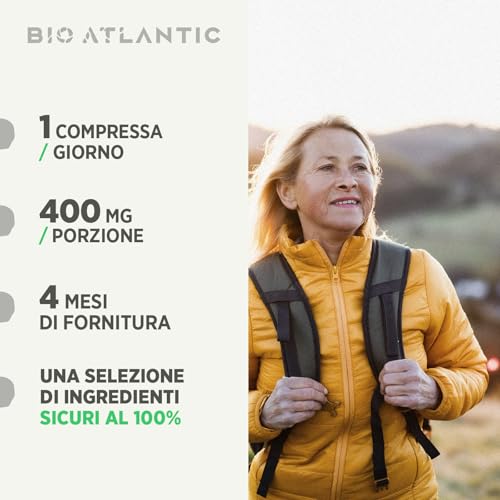 Iperico Bio (Erba di San Giovanni) 400mg - 120 compresse, Polvere di Iperico sommità fiorite : 400mg - Agente di carica : carbonato di magnesio - 6