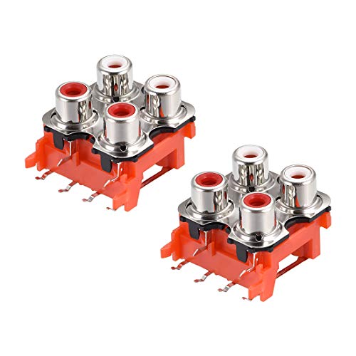 4 RCA Hembra Jack conector socket uxcell con aislamiento reforzado y 6 pines para montaje en PCB