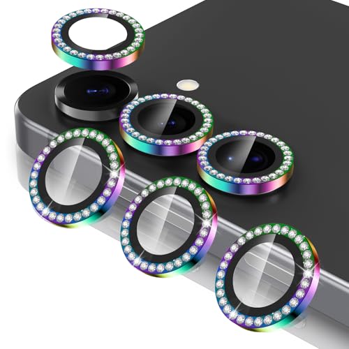 Casetego for Galaxy S25 Camera Lens Protector 9H Hardness Scratch Resistant Ultra-thin Tempered Glass Metal Individual Camera Lens Cover for Samsung Galaxy S25 Case Friendly Shiny Colorful