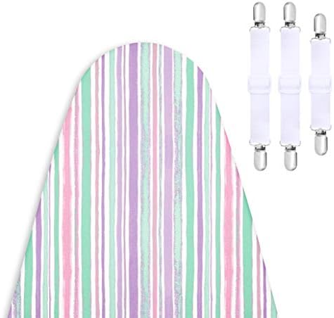 Encasa Ironing Board Covers (125 x 46 cm) Drawstring Tightening with Thick 3 mm Felt Padding, Easy Fit, Scorch Resistant, Printed - Daisy Grey