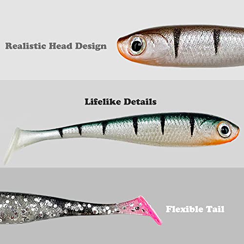 Bexu Soft Plastic Fishing Lure - Paddle Tail Swimbaits - Bait Shad Minnow Drop Shot Fishing Lures For Bass Trout Walleye Blue #TOP2
