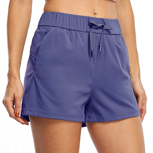 Willit Short feminino para caminhada, atlético, ioga, lounge, treino, corrida, confortável, casual,
