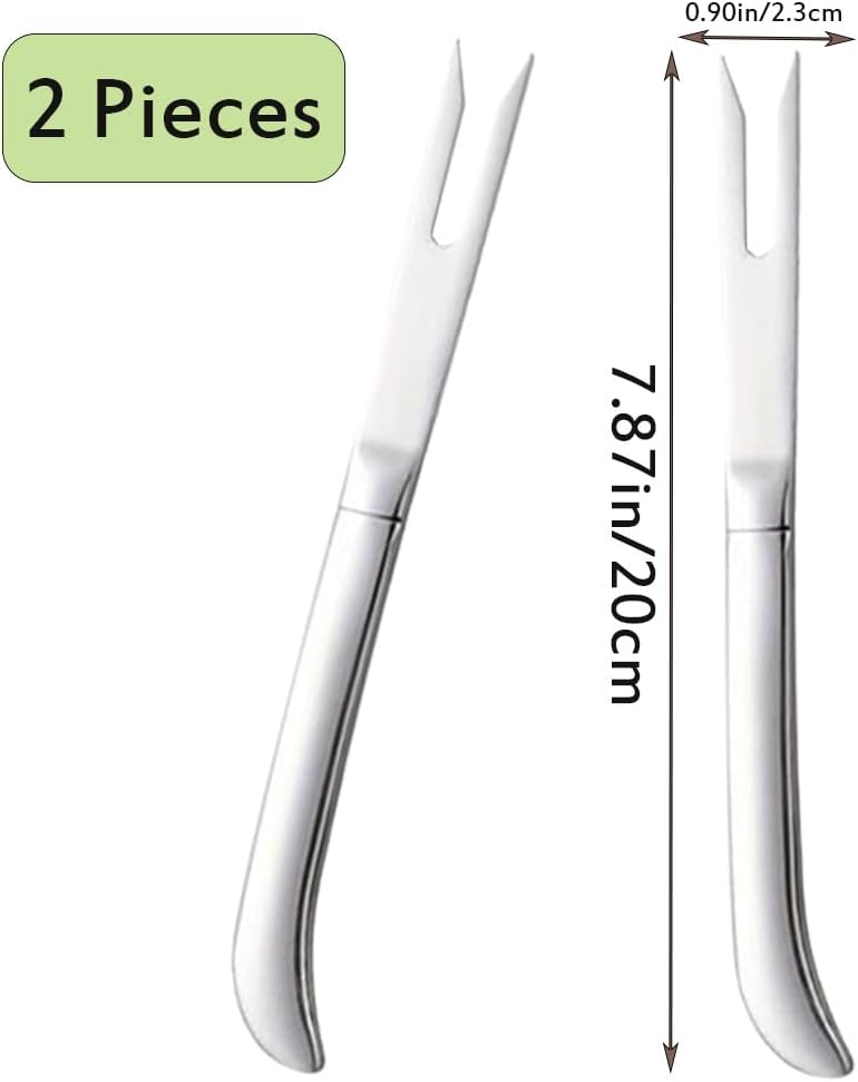 Stainless Steel Western Double Fork Set,Ouble Prong Steak Fork,Western Steak Forks,Heavy Duty Beef Steaks Forks,2 Pieces. Silver