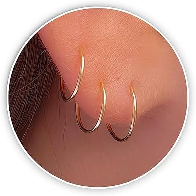 Gold Hoop Earrings Set 3pcs 14k Gold Filled Huggie Hoops 6mm 8mm 10mm, 20G Small Cartilage Lobe Piercing Earrings for Women Handmade Jewelry Gift Ready