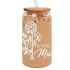 Bride to Be Gifts-Bridal Shower Gifts-Engagement Gift-Engagement Gifts for Women-Engaged Gifts for Her- Bride Gifts-16 OZ Future Mrs Can Glass