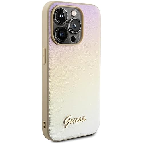 Étui Guess pour iPhone 15 Pro 6.1 or étui rigide Saffiano Iridescent Script Neuf - vue 5