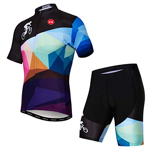 PSPORT Herren Radtrikot Set Kurzarm Fahrradbekleidung 3D Gel Gepolstert Fahrradbekleidung, D1cf0154, Etikett XXL Cover