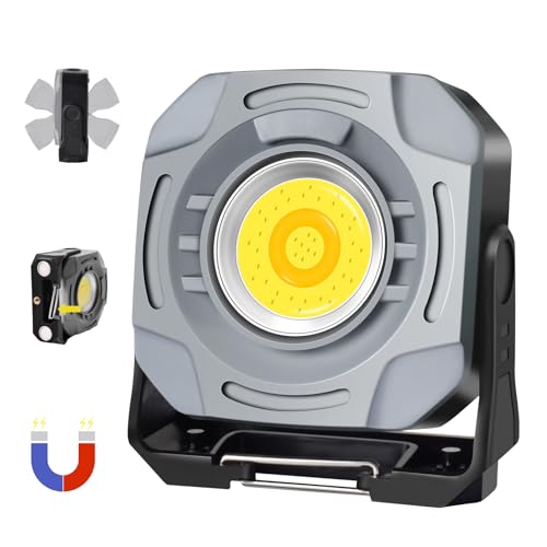 MASMEJOR Foco LED Recargable Potente 30W, Foco LED con Imanes & 7 Modos de Luz, 1500LM Luz de Trabajo 4000mAh, Ideal para Camping, Pesca, Taller, Emergencias
