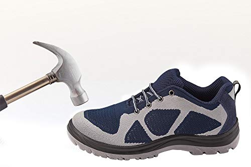 NEOSAFE Men's A2012_8 Sports Low Ankle Line Safety shoes with Steel Toe & Puncture Proof Mid Plate, (Size 8, Blue, ISI Marked)