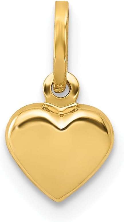 Jewelry Affairs 14K Yellow Gold Puffed Heart Charm Pendant, 11x6mm