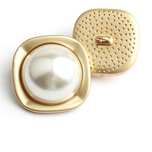10Pcs Round Pearl Buttons With Shank For Sewing Gold Button Crafts For Clothes Shirts Suits Coats Sweaters Wedding Dress Clothing Decorations (Square, 40L/25Mm) #TOP5