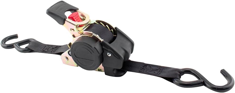 Erickson Pro Series 1in x 6ft Black Retractable Ratcheting Tie-Down Straps, 1500 lb Load Capacity, Pack of 2