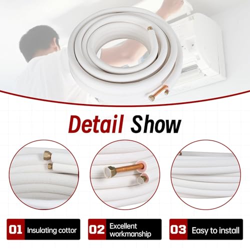 Tuyau en cuivre pour climatisation de 15m isolé double mini split - 5