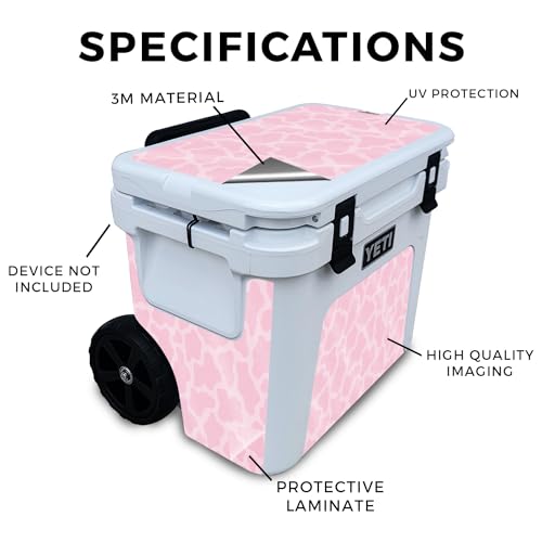Image of Glossy Glitter Skin Compatible with Yeti Roadie 32 Wheeled Cooler - Pink Giraffe - Premium 3M Vinyl Protective Wrap Decal Cover - Easy to Apply | Crafted in The USA by MightySkins