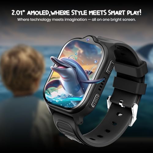 Image of GameSir TrackNova 4G /5G Kids Smartwatch | Live GPS Tracking | App Control | HD Video Call | Games | Family Chat | SOS Safety Alert | IP67 | Camera | FaceLock | 800mAh Long Battery Life - (Black)