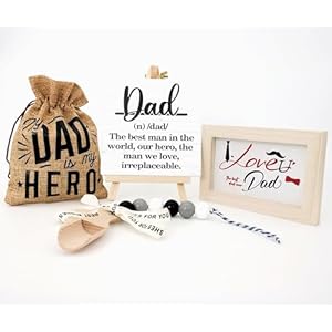 5 Pcs Wooden Father’s Day Table Decorations Set – Rustic Dad Gifts from Daughter Son, Best Dad Ever Centerpieces for Home Farmhouse Desk Decor, Birthday Thanksgiving Party Supplies
