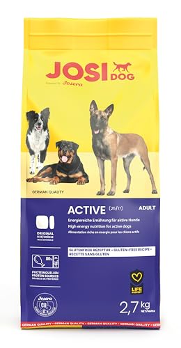JosiDog Active (1 x 2,7 kg) | Adult | Premium Trockenfutter für ausgewachsene aktive Hunde | mit Geflügelfleisch verfeinert | glutenfrei | Powered by JOSERA | Hundefutter | Alleinfutter | 1er Pack