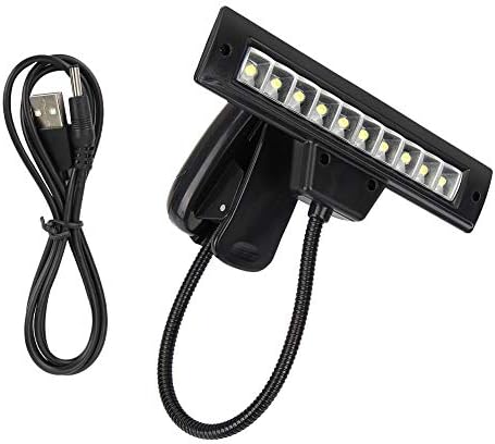Music Stand Light, Clip on LED Lamp with 10 Bright LEDs, 360° Adjustable Gooseneck, USB or Battery Powered for Piano, Sheet Music, Desk, Travel