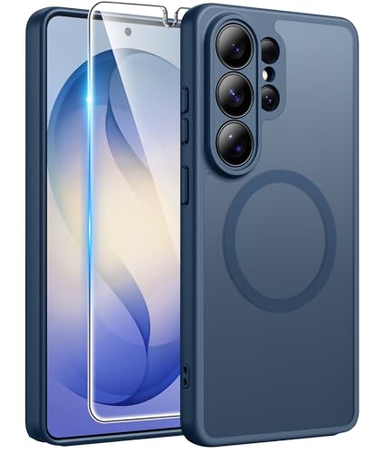 FNTCASE for Samsung Galaxy S26-Ultra Case: [Fit for Magsafe] [Full Camera Protection] Translucent Matte Cases with [Screen Protector] Military Grade Shockproof Protective Phone Cover - Blue