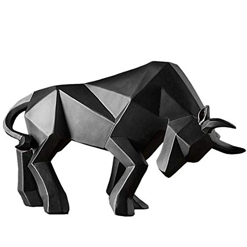 Kakalote Bull Sculptures,Geometric Ox Figurine,Bull Figurine Home Decor,Polyresin Bull Figurine Home Decor,Abstract Ox Sculptures Home Decor for Living Room,Bedroom,Office Desktop(Black)