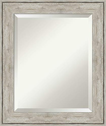 Amanti Art Wall Mounted Framed Vanity Mirror, Glass Size 16X20, Crackled Metallic #TOP15