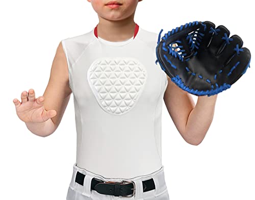 Cabasse Youth Chest Protector, Heart-Guard/Sternum Protection Shirt For Baseball, Football, T Ball, Lacrosse & Goalies (Medium, White Red) #TOP2