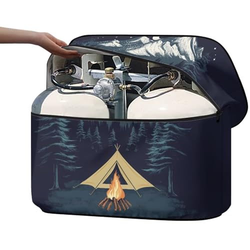 Whosucclay RV Propane Tank Cover,20/30/40 Pound Propane Tank Water Resistant Rv & Trailer Covers Zippered Access,Easy to Clean-Snowy Mountain Campfire by Whosucclay - Image 2