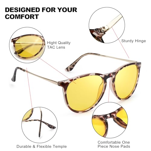 IGnaef® Night Vision Glasses Anti Glare for Driving Polarized Yellow Nighttime Glasses UV400 Protection IF88593