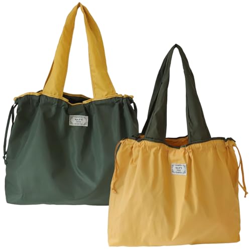 Foldable Reusable Shopping Bags, 2 Pack Large Waterproof Tot