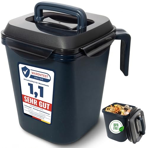 Celexqua Biomülleimer Küche 5L Geruchsdicht mit Gummidichtung Komposteimer spülmaschinengeeignet & BPA-frei Innensieb & ohne Mülltüten nutzbar
