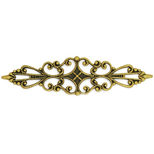 20PCS 57 * 16MM Brass Hollow Filigree Flower Wraps Connectors,