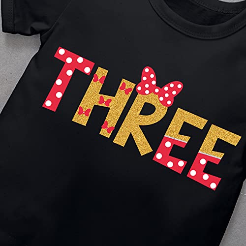 Kids Girls 3rd Birthday Outfit Cake Smash Shirt with Polka Dots Tutu Skirt Photo Shoot Clothes Set4