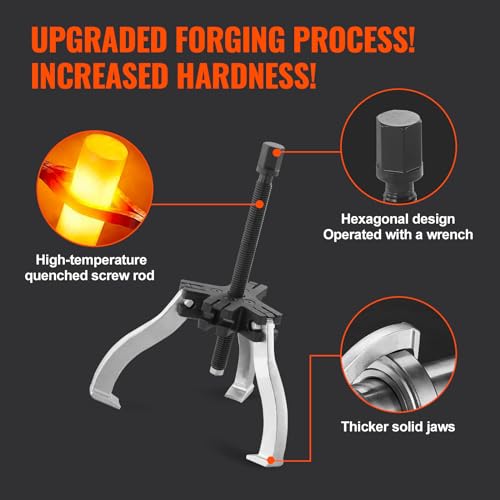 Image of VEVOR Gear Puller Set, 3 inch and 7 inch Puller Kit, 3 Jaw Gear Bearing Flywheel Pulley Removal Tool, 2 or 3 Reversible Jaws Wheel Puller, Vertically and Horizontally, External and Internal, 2-Piece
