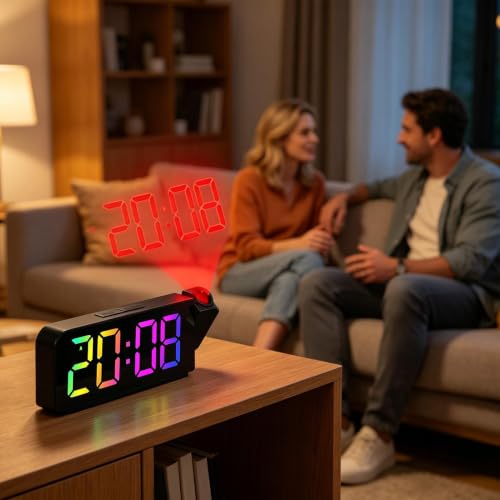 Reloj digital con proyección de hora y pantalla LED: el despertador nocturno para adultos 3