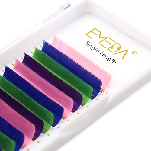 EMEDA Colored Eyelash Extensions Easy Fan Volume Lashes Red Blue Green Purple Colorful 2D-20D Self Fanning Rapid Automatic Blooming Flower (0.07mm D Curl 12-14mm Mix Color)