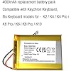 AOLIKES 4000mAh 3.7v Battery Replacement for Keychron K2 / K4 / K4 Pro / K6 Pro / K8 / K8 Pro / K10 Wireless Mechanical Keyboard