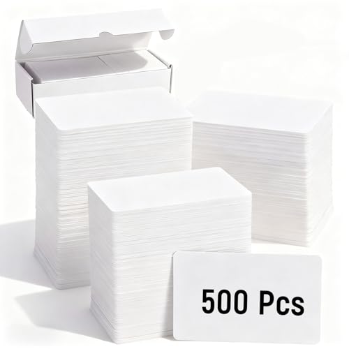 500 Pack Premium Blank PVC Cards, White CR80 30 Mil Plastic ID Cards for Photo ID Badge Printers,...