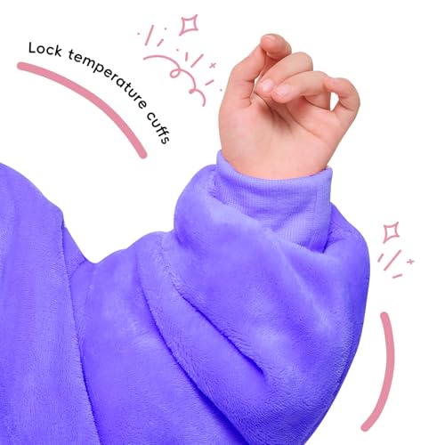 yescool Wearable Blanket Kids Hoodie, Birthday Teen Girls Gifts for 8-15 Year Old Kids Oversized Sweatshirt Sherpa Flannel Cozy Hooded Blanket with Pocket for Children, Youth Teens, One Size, Purple