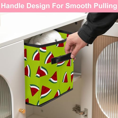 Boîte de rangement pliable cube en tissu pastèque pour placard