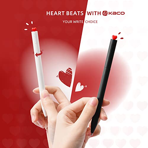Image of Kaco FIRST Cute Heart Gel Ink Pens Set 2 Color Pens with Extra 4 Black Refills Valentine's Day Christmas Gifts