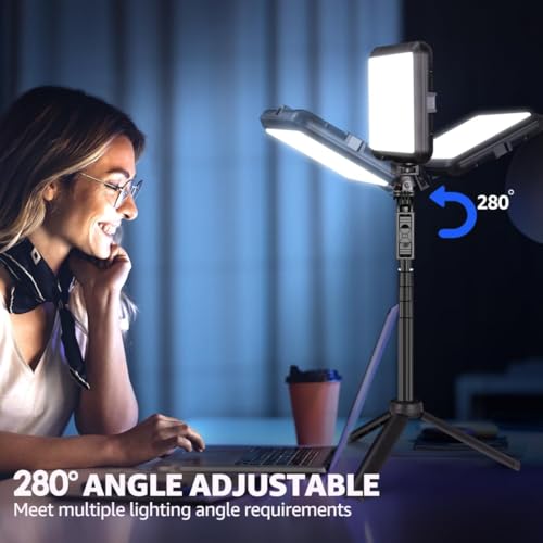 Image of Led Photography Lighting Kit Portable Video Light with Adjustable Tripod Stand, 2800K-6500K Dimmable Softlight Studio Light for for Zoom, Game Streaming, YouTube (Tripod with USB-Light Panel)