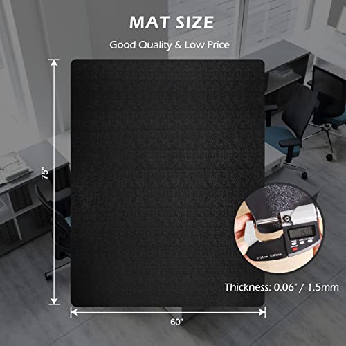 SALLOUS Chair Mat for Hard Floors, 60" x 75" Non-Slip Chair Mat for Hardwood Floor, Plastic Floor Mat for Gaming Chairs, Vinyl Hard Floor Protector Computer Desk Mat for Home Office (Black)