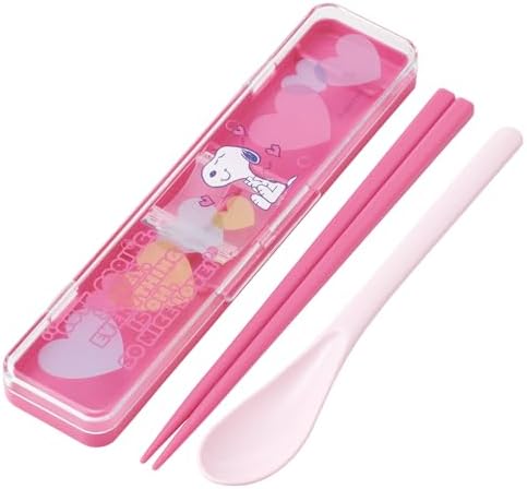 Skater CCS3SA-A Menu Chopsticks & Spoon Set, For Adults, 7.1 inches (18 cm), Non-Tickling, Made in Japan, Snoopy, Clear Heart, Pink image 5