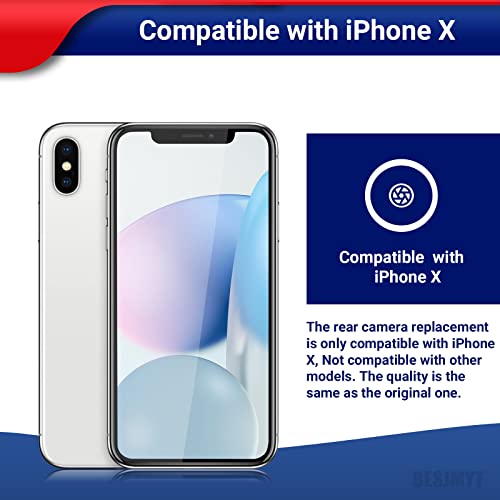 For Iphone X Main Rear Back Camera Replacement For Iphone 10 12Mp Lens New Parts With Wide Telephoto Lens Ois Hdr Photos 4K Video Flex Cable Fix Repair Assemble Tool Kit For Iphonex A1865 A1901 A1902 #TOP2