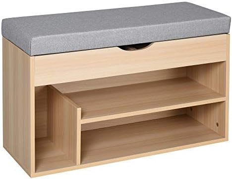 HOMCOM Banc à Chaussures Avec Coussin - Meuble Entrée 10 Paires, Tiroir Rabattable, Étagère Réglable - Blanc
