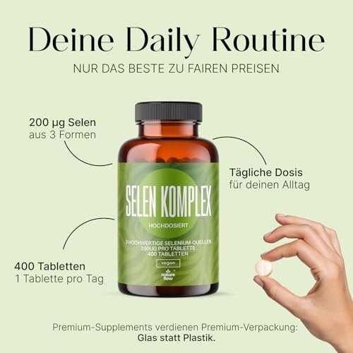 Selen hochdosiert 3-Fach-Komplex - 400 Tabletten - 200µg Selen aus drei Quellen (Selenhefe, Selenmethionin, Natriumselenit) - vegan & produziert in Deutschland